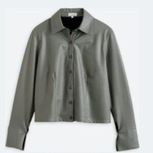 Faux Leather Cropped button down shirt/jacket